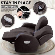 VANSOFY Recliner Couch Cover, 8-Pieces Stretch Recliner Sofa Cover Soft Jacquard Reclining Slipcover Furniture Protector With Elastic Bottom For Kid, Pets(3 Seat,Gray)