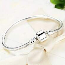 1pc Classic Snake Chain Cubic Zirconia Copper Plated DIY Women's Bracelet Gift Jewelry Women's Bracelet, Suitable For Weddings, Daily Gatherings, Fashion Accessories, Women's Hip-Hop Accessories - 銀色 - 查看 2