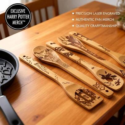 Warner Bros Warner Harry Potter Wooden Outdoor Barbecue Tool Set, Family Kitchenware, Holiday Gift Set