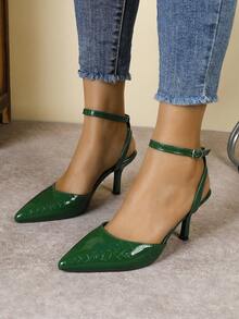 Tacones altos de punta elegantes para mujer, sandalias de verano versátiles sin respaldo, elegantes, para fiesta