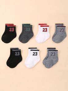 14 双婴儿字母 23 条纹运动袜，7 双婴儿纯色弹力袜，男女通用幼儿四季透气休闲袜，婴儿袜子，新生儿幼儿袜子，婴儿洗澡装饰万圣节圣诞节礼物