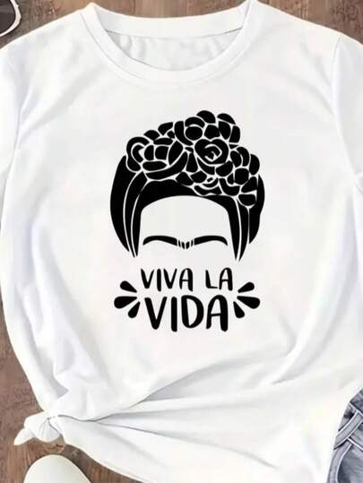 Camisa Feminina T-shirt Estampa Personalizada Frida Viva La Vida