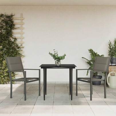 vidaXL 3-Piece Garden Set Textilene And Steel Black