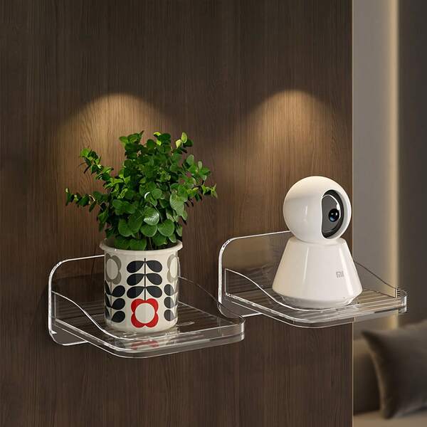 1pc Wall-Mounted Camera Bracket, Adhesive Without Drilling, Household Storage Rack, Fits Various Monitoring Devices