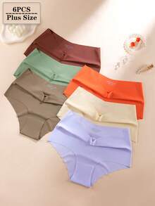 6条装高腰加大码女士无痕比基尼内裤，舒适透气丝滑，孕妇适用，性感田园甜美休闲风 - 彩色 - 查看 13