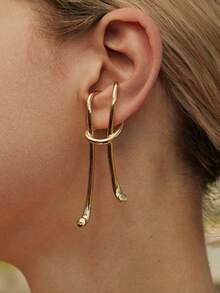 1pc Punk Style Twist Ear Cuff, Metal Earring For Women, Minimalist & Versatile Accessory Without Piercing