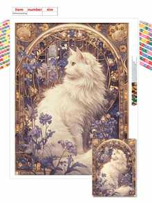 1 Piece Kitten Diamond Art Painting Art Kit, DIY 5D Round Diamond Mosaic Making Crafts, Festive Decoration, Home And Office Wall Decoration Gifts For Adults And Craftsmen - Multicolor - View 11