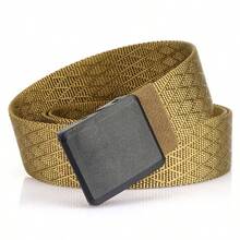 حزام نايلون كاجوال بنمط مربعات معينة، إكسسوار متعدد الاستخدامات لبنطلونات الجينز والرياضة الخارجية للرجال قطعة واحدة