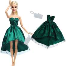 Toy Doll Clothes, 2PCS Set,Front Short Back Long Strapless Dress, Multiple Colors And Styles Available, Dark Blue Star, Light Green Glitter, Pink Glitter, And Dark Green Lace.Multiple Colors Available,Suitable For 11.5-Inch Princess Doll, For Doll Daily Pretend Play,It Is Suitable As A Gift For Children's Day/Birthday And Other Festivals (No Dolls Included) - Dark Green - View 2