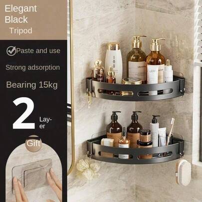 Triangular Storage Rack Shower Box Diamond-Free Bathroom Shelf Corner  Shampoo Storage Organizer
