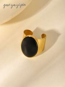 18K Gold Stainless Steel Natural Cat's Eye Stone Women's Ring, Available In Tiger Eye, Emerald, Rose Quartz And More Colors, Unisex Couple Design, Suitable For Daily Wear And Gifting