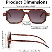 FEISEDY Vintage Square 70s Flat Aviator  Women Men Classic Retro Stylish Frame   B2622(018 Brown Tortoise Frame & Gradient Grey Purple Lens 52 Millimeters) - Type14 - 查看 7