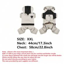 Combinaison d'hiver pour chien de compagnie - Manteau imperméable et coupe-vent à quatre pattes avec capuche, vêtement de mode pour animaux de compagnie. Veste d'hiver chaude pour chien avec design réfléchissant et sportif. Plusieurs couleurs (rose, beige, kaki, bleu, bordeaux) pour petits chiens. Idéal pour la promenade par temps froid et les activités extérieures - Beige - Voir 17