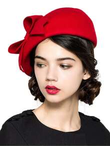 HIMESPORT Wool Felt Wedding Bridal Beret Hat For Women Ladies Elegant Tea Party Dress Formal Cocktail Church Hats Caps Hat Korean With Bow