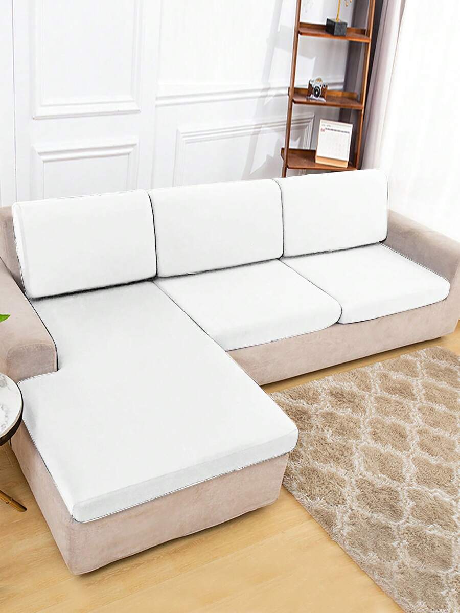 1 件纯色弹力牛奶丝沙发座垫套，防尘防污
