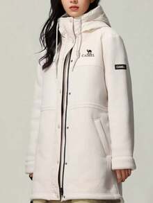 CAMEL CROWN Outdoor Mid-Length Windbreaker Women's Fleece Jacket Autumn New Thick Warm Hooded Jacket