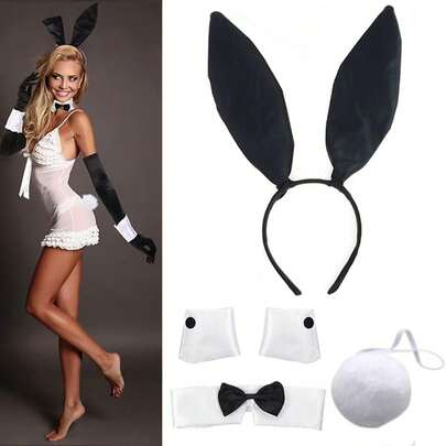 مجموعة من 5 قطع من إكسسوارات أزياء السيدات، شريط رأس أذن أرنب لحفلات المكياج، إكسسوار شعر أرنب جميل وجذاب للنوادي الليلية، مناسب لإكسسوارات شعر حفلات هالوين وكرنفال البرازيل