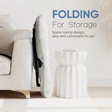 Sweetcrispy Comfy Chair For Adults, Soft Faux Fur Folding Lounge For Bedroom Living Room Dorm Rooms Flexible Reading Chair For Teens, Large Size Foldable,Square-White