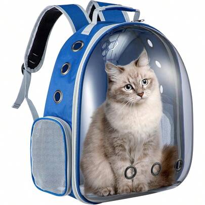 Cat Backpack Carrier – Transparent Bubble Space Capsule Pet Backpack With Hard Shell Dome, Mesh Ventilation & Padded Straps For Hands-Free Travel
