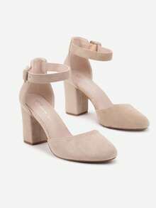 Elegant Block Heel Pumps - Soft & Comfortable For Work/Office & Evening/Party - Beige - View 5
