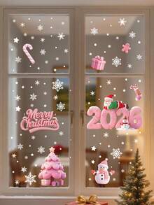 1 Set Of 4pcs New Year 2026 Christmas Stickers, Window Stickers, Glass Stickers For Home, Mall, Shop Window Holiday Decoration Wall Stickers Room Decor Wall Sticker Wall Decor Home Decor Christmas Decorations Christmas Decorations Home