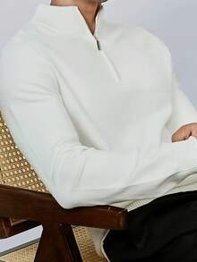 GRDR Men's Casual Long Sleeve Half-Zip Pullover Sweater, Versatile For Daily Wear