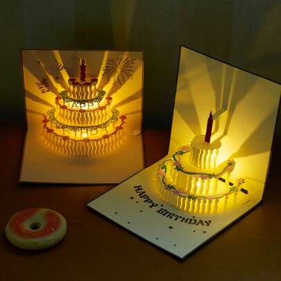 Joivida 1 tấm thiệp chúc mừng bánh giấy 3D phát nhạc tự động tạo không khí tuyệt vời cho ngày tựu trường, ngày tựu trường, đồ dùng học tập