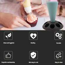 Piping Bag Stand,Tool Stand Holder Cake Decorating Pastry Tool Pastry Bag Holder, Piping Bag Holder With 8 Slots Nozzles Holder, Plastic Pastry Bag Stand For Cake Decorating Kit, Baking Accessories