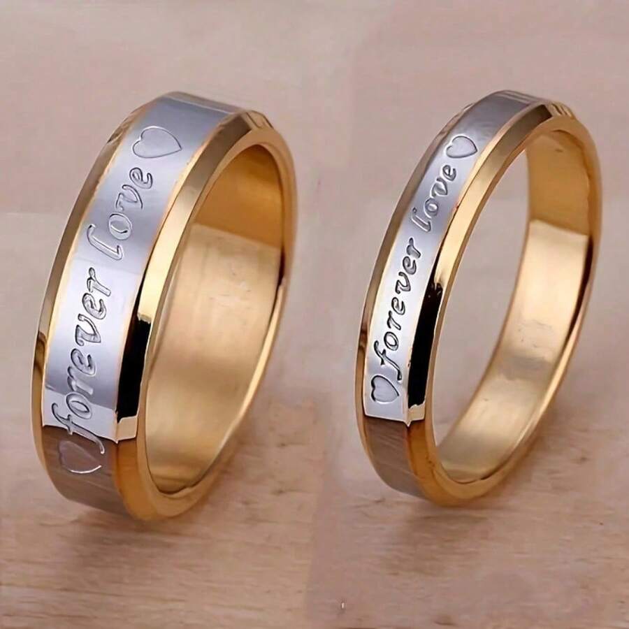 Stainless Steel Couple Ring, Gold And Silver Wedding Ring - nam-12 - Xem 1