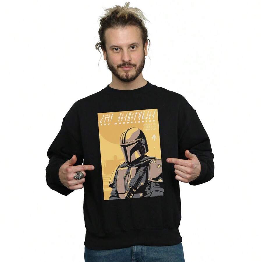 Star Wars Mens The Mandalorian Art Poster Sweatshirt (Black) - Coffee Brown - View 1