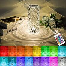 1 Pc Crystal Table Lamp, 16 Color Changing RGB Night Light Touch Lamp, USB Romantic LED Rose Table Lamps For Living Room Christmas Lamp Decor, Remote & Touch Control, Festive Decor, Decorative Display, Durable Construction, Home Decorators, Light/Lamp For Bedroom, Table Lamp, Led Light, Night Light, Room Decor - RGB - 查看 6