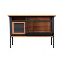 Elevated Wooden Rabbit Hutch, Indoor/Outdoor Bunny Cage With Hinged Asphalt Roof And Removable Tray For Rabbits, Chickens, Ducks, Guinea Pig, Orange - 橘色 - 查看 7