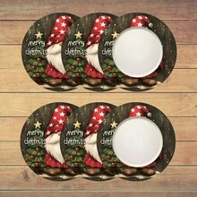 2pcs/4pcs/6pcs Elf Pattern Printed Silica Gel Placemats, Christmas Decor & Gift, Suitable For Dining Table, Coffee Bar, All Seasons, Washable Tabletop Mats, Room Decor, Coasters, Draining Mats, Kitchen Dining Mats, Indoor/Outdoor Party Decorations, Home Decor, Ideal Gift