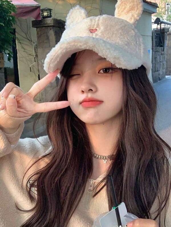 قبعة بيسبول نسائية ذات تصميم أرنب من الفرو الناعم، مناسبة للخريف والشتاء، دافئة وجذابة، للاستخدام اليومي والرياضة والأنشطة الخارجية