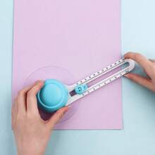 360度圆形切割工具 - 可切割直径4至12英寸的圆形，带3个刀片的圆形切割器，可调节旋转圆形纸张切割器/修边器 - 彩色 - 查看 4