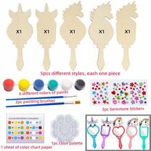 12/20/24件未完成木制皇冠镜面绘画DIY套装，包含木制皇冠画框、宝石贴纸、12种颜色颜料和2支画笔。适合母亲节、万圣节、公主/仙女装扮派对，打造专属于你的木制绘画玩具，也是理想的礼物（部分配件颜色随机）。 - 彩色 - 查看 17