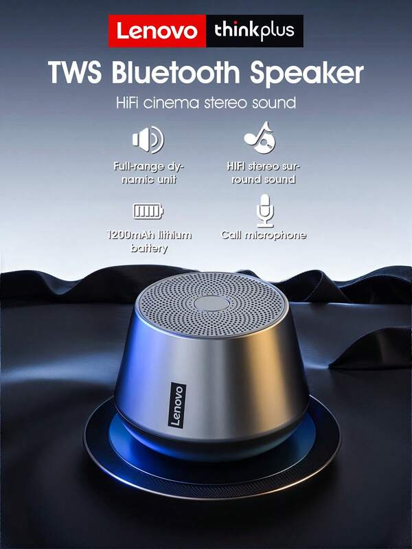 Lenovo Lenovo K3 Pro High-End Wireless Bluetooth Speaker, Mini Audio Device With Super Heavy Bass, Hi-Fi Sound Quality, Suitable For Home, Car Mobile Phone Use, High Volume, Portable Compact Powerhouse, Living Room Surround Player