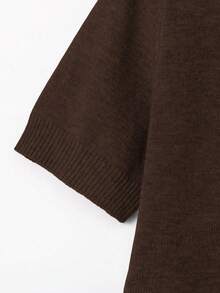 FOR BEAUTY Spring And Summer And Autumn New Women's Coffee Color Simple Temperament Commuting Pullover, Street Elegant College Casual Style, Small Round Neck Solid Color Christmas Knit Top - cà phê - Xem 7