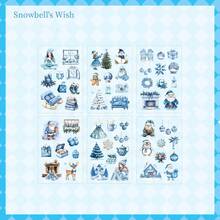 6 pegatinas planas, serie de villancicos nocturnos de nieve, pegatinas decorativas de bricolaje con tema de ilustración navideña para scrapbooking