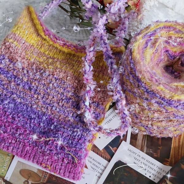 Monet Garden Chunky Crochet Yarn - 50g Multicolor Wool Blend Yarn For Crochet, Christmas Halloween Decor Fabric Knitting, Ultra Warm Sweaters Hats Scarves Gloves | Uncinetto Fettuccia Per Borse Filato Grosso Lana Gomitoli