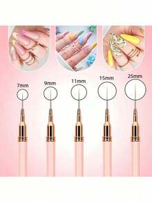 Affordable Cheap 5Pcs Pink Superfine Nail Art Brush Set |   French/Stripe/UV Gel Liner – For Nail Salons, Back To School