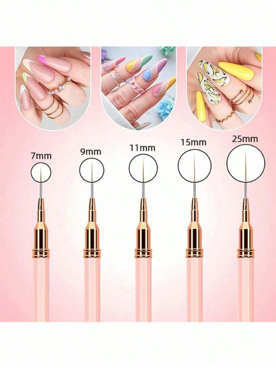 Affordable Cheap 5Pcs Pink Superfine Nail Art Brush Set |   French/Stripe/UV Gel Liner – For Nail Salons, Back To School