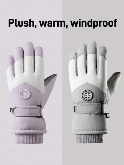 1 par de guantes de esquí a prueba de viento y cálidos, compatibles con pantalla táctil, diseño unisex, adecuados para esquiar, hacer snowboard, deportes de invierno al aire libre, guantes de invierno, guantes de nieve, regalo de Navidad