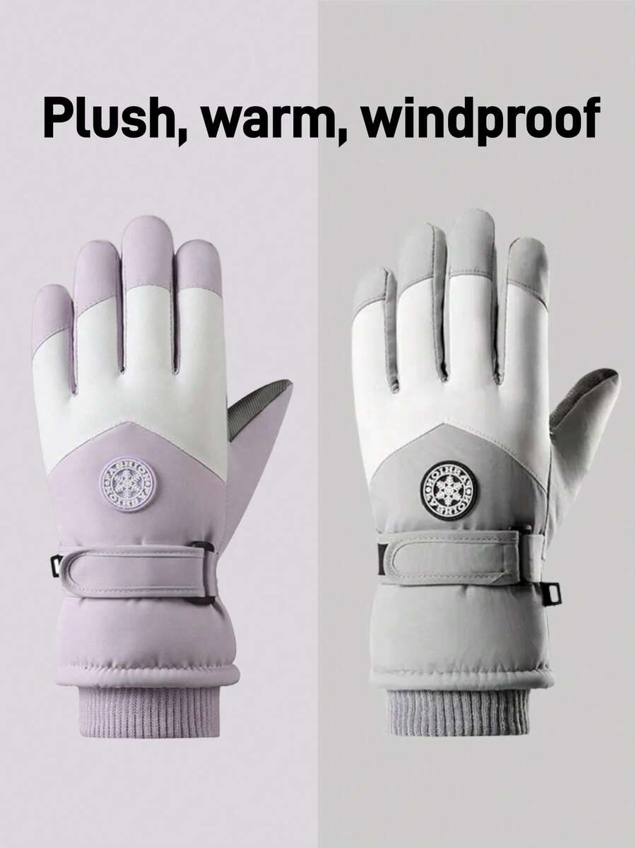 1 para wiatroodpornych, ciepłych rękawic narciarskich, kompatybilnych z ekranami dotykowymi, unisexowy design, odpowiednie do jazdy na nartach, snowboardzie, sportów zimowych na świeżym powietrzu, rękawice zimowe, rękawice śnieżne, prezent świąteczny - Wielokolorowe - Zobacz 1