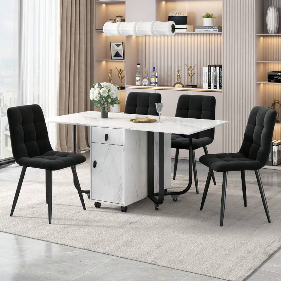 Dining Table & Chair Sets - White + MDF - View 1