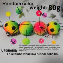 1 Bola de Borracha Divertida e Inovadora para Rebote no Pulso, 63mm de Altura, Elástica, para Arremesso Manual, Corda Elástica, Presente de Halloween e Natal, Esferas Elásticas de PU para Treinamento de Jovens com Alça de Pulso - Kit Durável para Exercícios de Arremesso e Quique, Ideal para Brincadeiras e Esportes ao Ar Livre, Inclui Bolas para Treinamento de Coordenação Motora, Futebol, Basquete e Tênis.