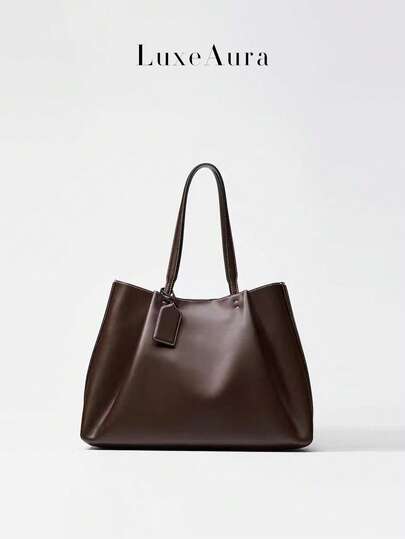 Nova bolsa tote feminina casual para o dia a dia com decoração de costura, bolsa de ombro moderna para compras diárias e férias