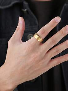 1pc Minimalist Personalized Laser Engraved Name Text Stainless Steel Rotatable Ring For Men, Gift For Friends, Thanksgiving, Christmas, Daily Wear, 8mm Width - 394 - View 18