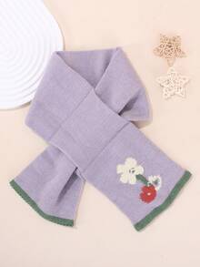 1 件儿童可爱提花针织围脖，秋冬保暖防风围巾，适合男孩和女孩