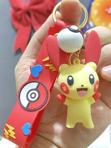 سلسلة مفاتيح دمية سيليكون بشكل كرة إلف بوكيمون إبيكاتشو وحش خيالي باروا، هدية صغيرة جميلة لسيارة